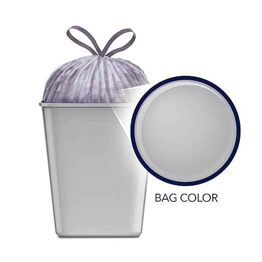 Color Scents Medium Trash Bags - 8 Gallon 200 Total Bags (8 Packs of 25 Count) Drawstring - Silver Bag in Simply Clean Scent with Microban