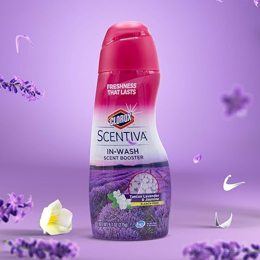 Clorox Scentiva Laundry Bundle in Tuscan Lavender &amp Jasmine Scent | Includes Clorox Scentiva Scented Dryer Sheets Scent Booster Beads and Fabric Softener