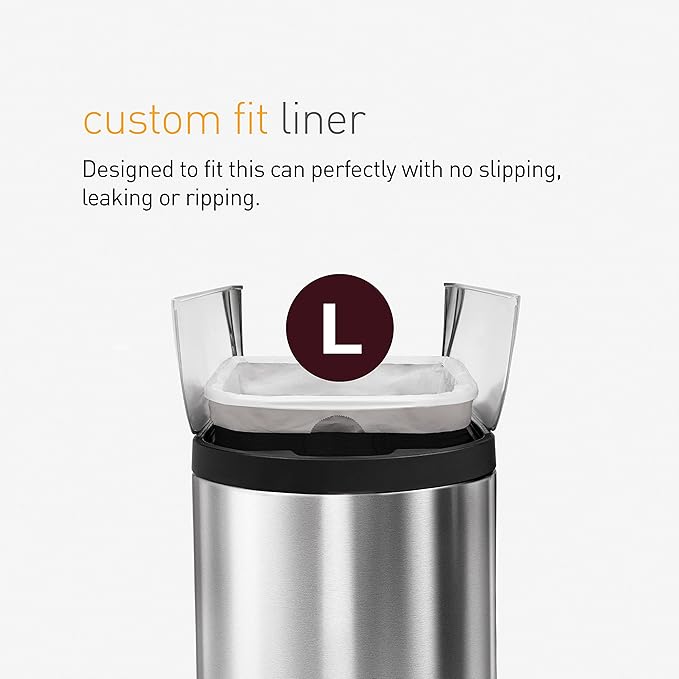 simplehuman Code L 100 Count Dispenser Pack Custom Fit Liners Drawstring Trash Bags 18 Liter / 4.7 Gallon White