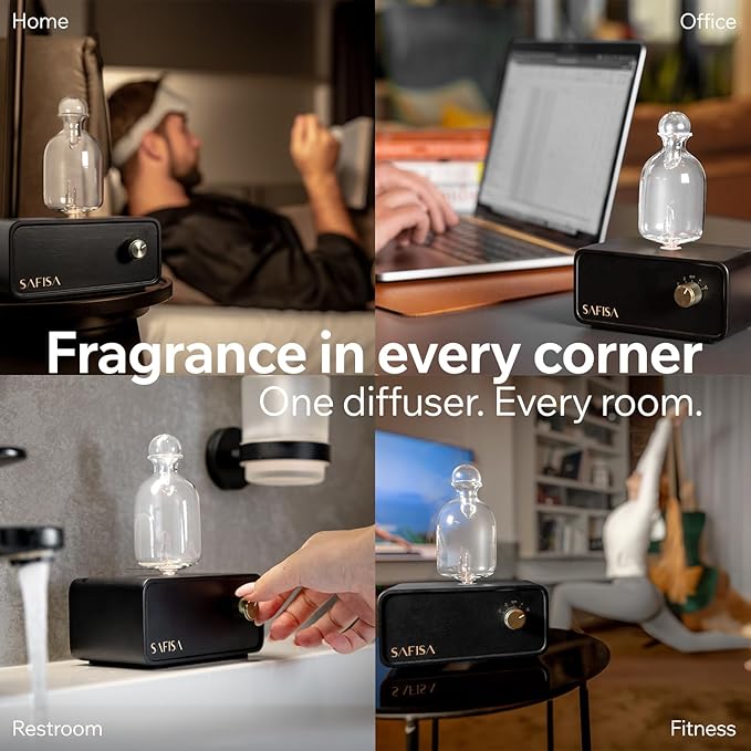 Waterless Essential Oil Diffuser Scent Diffuser for Home 700 Sq. Ft. Portable Waterless Diffuser Nebulizing Cold Air Cordless Diffuser for Large Room Rechargeable Smart Hotel-Style