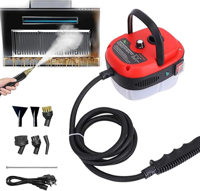 Versora Pro Car Steam Cleaner 2500w High-Temp Portable Machine Handheld High-Temp Pressurized Steam Cleaner Steamer for Home Car Detailing (Red)