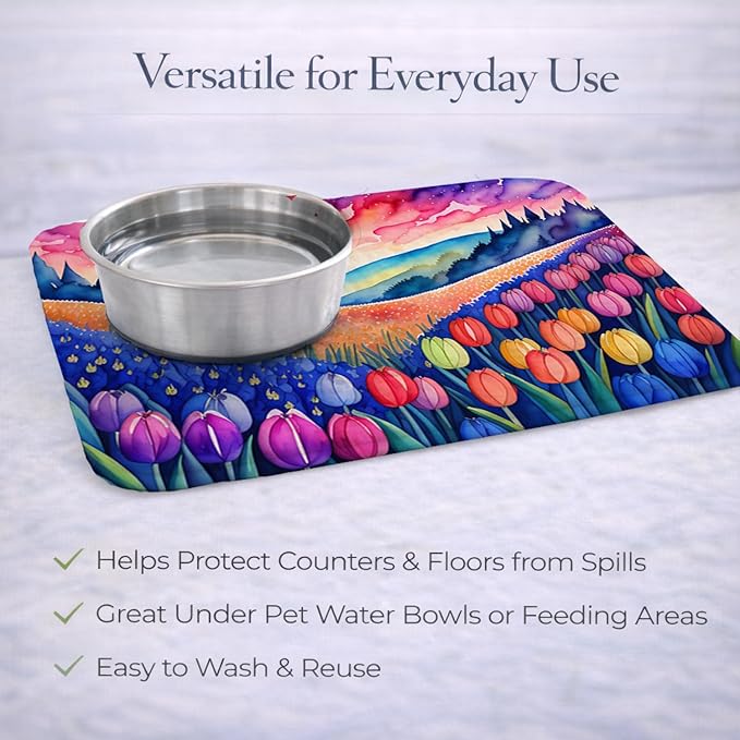 Caroline's Treasures DAC1439DDM Hyacinths in Color Dish Drying Mat Absorbent Dish Drying Mat Pad for Kitchen Counter Dish Drainer Mat for Countertop 14 x 21 Multicolor