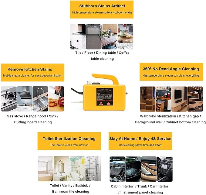 Portable Handheld Steam Cleaner 2600W High Temperature High Pressure Steam Cleaning Machine for Stain Removal Kitchenware Air Conditioning Carpet Car