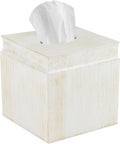 Creative Scents Rustic Luxe Tissue Box Cover Square – Beige Tissue Box Holder Square with Oval Opening for Easy Access - Tissue Holder with Modern Rustic Design Fits Any Farmhouse Bathroom Decor