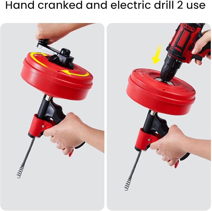 aqxreight Plumbing Snake 2 Modes Efficient 65 Manganese Steel Spring Drain Clog Remover for Kitchen Toilet 5m Spring Blockages Its of Manganese to Unblocking The Drain Clear (10m)
