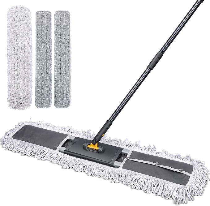 MASTERTOP 36 Professional Industrial Dust Mop for Floor Cleaning Heavy Duty Wet &amp Dry Commercial MopLarge Flat Floor Mops with Telescopic 62'' Long HandleDust Broom for HardwoodTilesOffice
