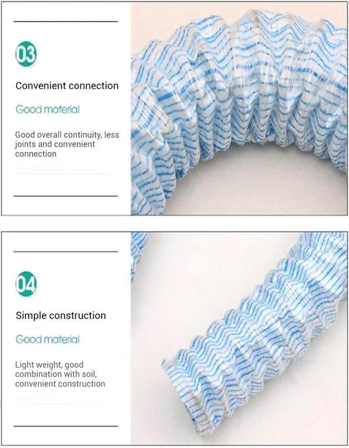 2 Inch Wide French Drain Pipe Perforated Yard Drain Tube Kit for Septic/Behind Retaining Wall Easy Connect(L 3.3ft/1m)(6m/19.7ft)