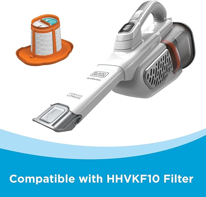 BLACK+DECKER Dust Buster Hand Held Vacuum Cordless Rechargeable Portable Vacuum for Car Extended Runtime Powerful Suction Extra Long Crevice Tool AdvancedClean+ (HHVK320J10)