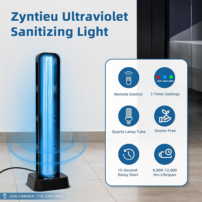 69W UV Light Sanitizer with Remote Control and 3 Timers – Home Disinfection Device 99.99% Cleaned of Germs Viruses Mold and Dust Mites – Whole Room Disinfection Lamp for Home and Office