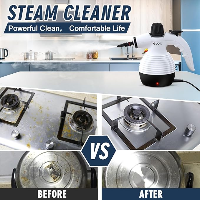 Handheld Steam Cleaner Steamer for Cleaning Multipurpose Portable Steam Cleaners for Home Use with Safety Lock and 10 Accessory Kit to Remove Grime Grease and More Save Time and Effort