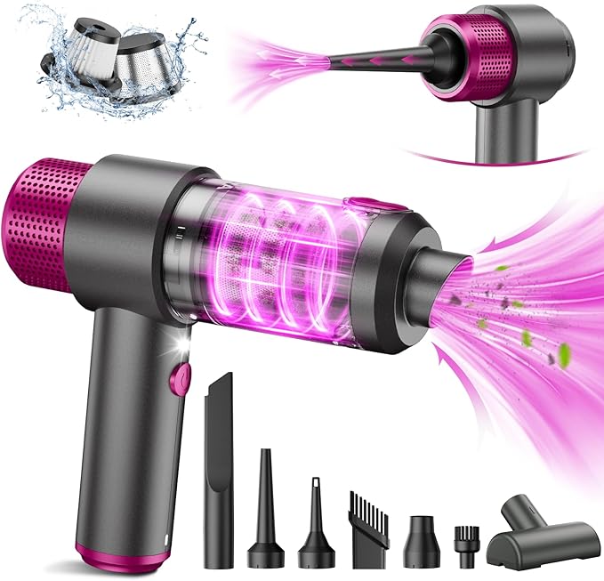 EYYA Handheld Cordless Car Vacuum Cleaner 4-in-1 Portable Mini Car Vacuum Cleaner 15000PA High Power &amp Air Duster with LED Light for Home Office