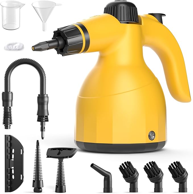 Handheld Steam Cleaner: Multi-Surface Steamer with 10 PCS Accessories Pressurized Natural Steam Cleaner for Home Cleaning Dirt Grease Grout Tile Floor Couch and Car