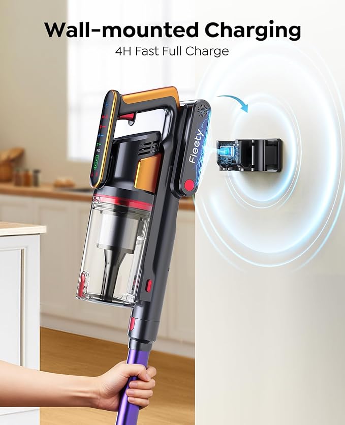 Cordless Vacuum Cleaner 55KPa 650W 70Mins Stick Vacuum Cleaners for Home with Pet Brush 3.3Ft Hose Wall Mount Charging Auto Mode Touchscreen Self-Standing Vacuum for Pet Hair/Carpet/Car Ultra10
