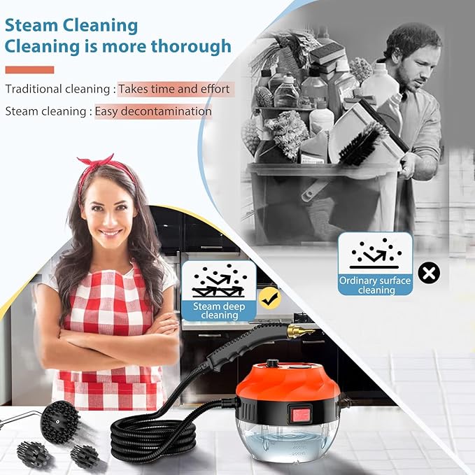 Steam Cleaner - Steamer for Cleaning Handheld Steam Cleaners for Home Use High Pressure Portable Steamer Cleaner for Car Detailing Kitchen Bathroom Grout and Tile