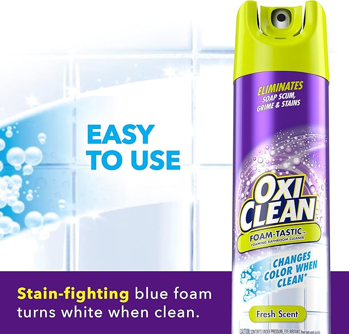 Kaboom Foam-Tastic Foaming Bathroom Cleaner Fresh Scent Spray Can Eliminates Soap Scum Grime and Stains 19 Oz (Pack of 8)
