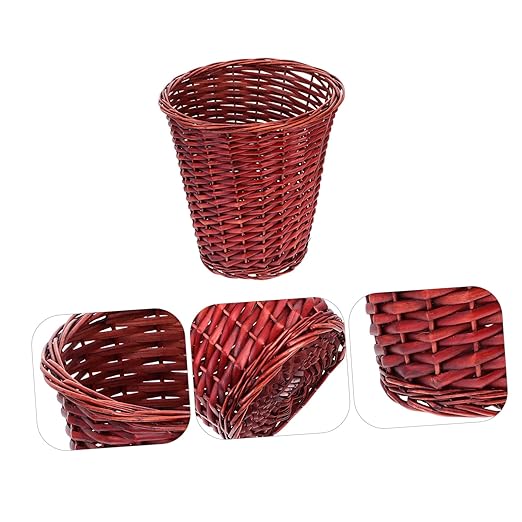 VOSAREA Decorative Wastebaskets Rattan Weaving Storage Basket Home Organizer Sundries Basket