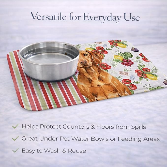 Caroline's Treasures Vizsla Vegetables Dish Drying Mat Absorbent Dish Drying Mat Pad for Kitchen Counter Dish Drainer Mat for Countertop 14 x 21 Multicolor