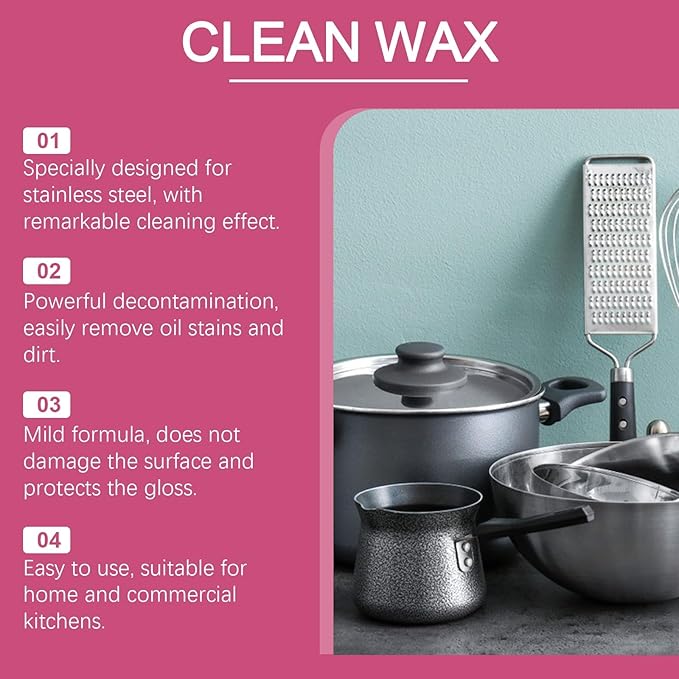 Stainless Steel Kitchen Cleaning Paste - Removes Burn Marks Rust &amp Stains For Cookware Pots Pans - Multi-Effect Polishing &amp Decontamination(3PCS)