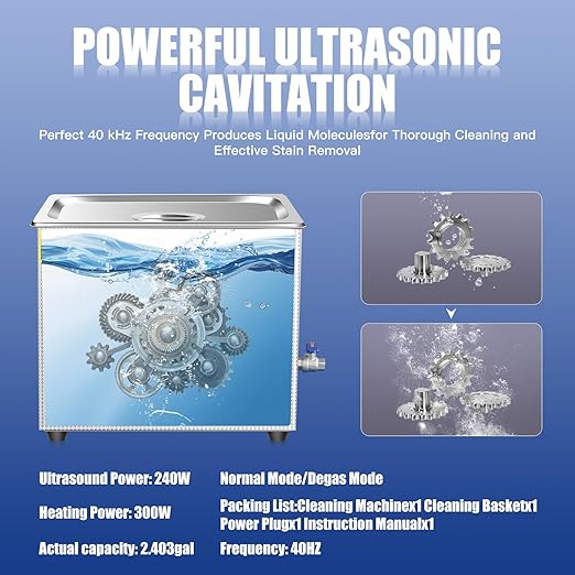 Large Professional Ultrasonic Cleaner 10L with Digital Timer &amp Heater Ultra Sonic Parts Cleaner Carburetor Cleaning Machine Lab Ultra Sound Cleaner Stainless Steel Tank Fast Cleaning for Tools PC
