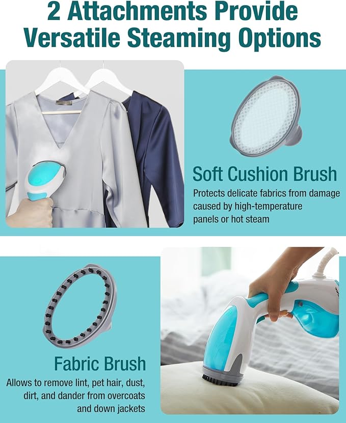 BEAUTURAL Steamer for Clothes Portable Handheld Garment Fabric Wrinkles Remover 30-Second Fast Heat-up Auto-Off Large Detachable Water Tank
