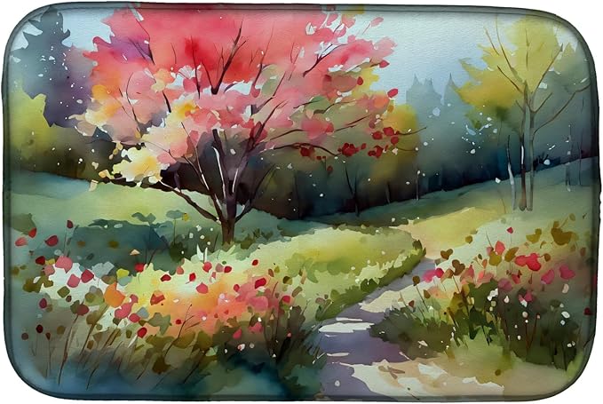 Caroline's Treasures DAC1693DDM North Carolina Dogwoods in Watercolor Dish Drying Mat Absorbent Dish Drying Mat Pad for Kitchen Counter Dish Drainer Mat for Countertop 14 x 21 Multicolor