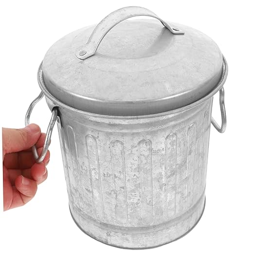 TEHAUX Small Bucket Shaped Garbage Can with Lid Creative Trash Bin for Home and Office Convenient Small Rubbish Wastebasket for Kitchen Bedroom Bathroom Farmhouse