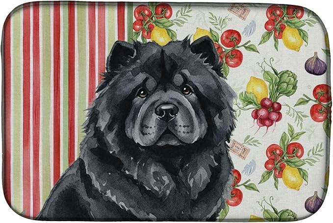 Caroline's Treasures Black Chow Chow Vegetables Dish Drying Mat Absorbent Dish Drying Mat Pad for Kitchen Counter Dish Drainer Mat for Countertop 14 x 21 Multicolor