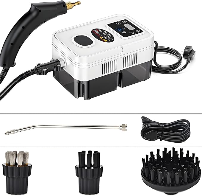 Handheld Steam Cleaner Steam Cleaners Mop Natural Steam Cleaner Handheld Power Steam Cleaner for Home Steam Cleaner Touch Screen + 6 Adjustable Steam Levels for Bed Car Kitchen Bathroom(White)
