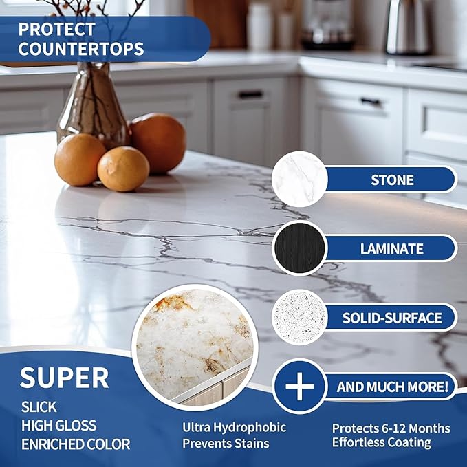 Home Ceramic Coating Spray Kit - Shine Seal &amp Protect Kitchen &amp Bath Surfaces High-Gloss Repels Stains &amp Grime Effective - Great for Stainless Steel Sinks Countertops Glass and More