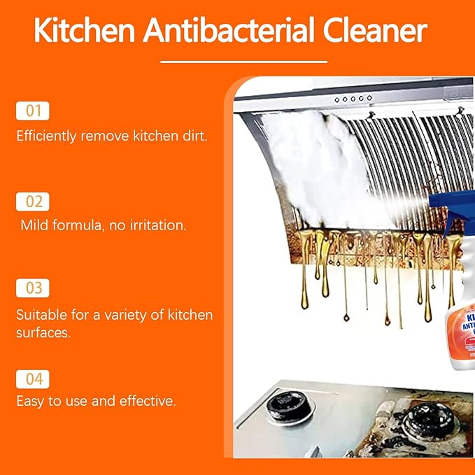 Kitchen Spray Cleaner Removes Grease &amp Stubborn Grime For Stoves &amp Range Hoods Easy To Use(2PCS)