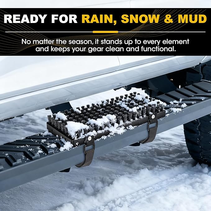Truck Step Mounted Brush – Heavy Duty Boot Brush Cleaner for Trucks RVs SUVs &amp Semis – Fast Mud Removal with No-Tool Install – Built for Outdoor Work and Off-Road Demands