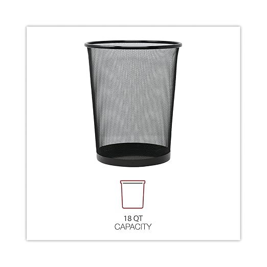 Mesh Wastebasket 18 qt Steel Mesh Black