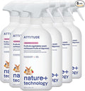 ATTITUDE Fruit &amp Vegetable Wash Unscented Food-Safe Produce Wash to Remove Dirt Wax &amp Residue Vegan Plant-Based Produce Cleaner 27.1 Fl Oz (Pack of 6)
