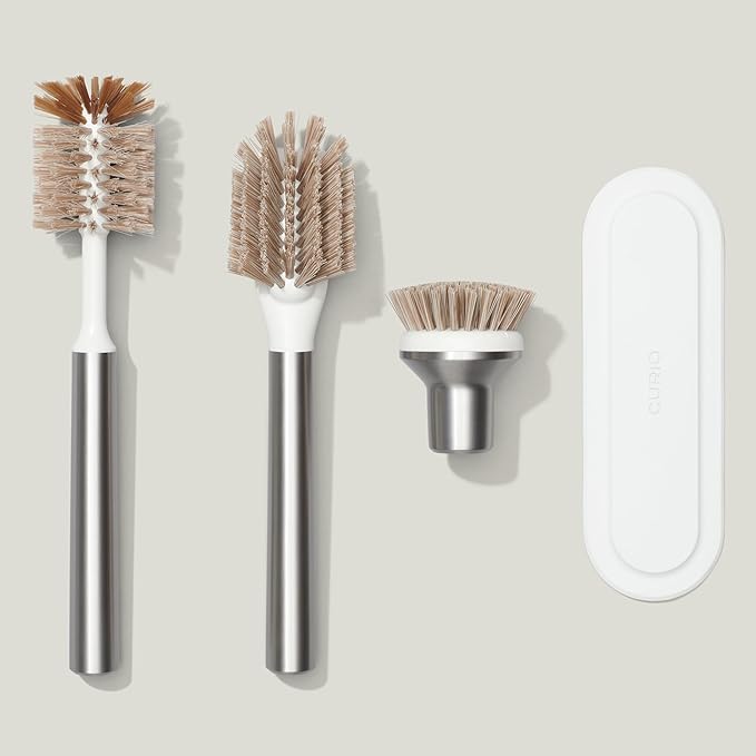 Ionic Brush Set Magnetized to Stand Upright Stainless Steel with Replaceable Heads Silver
