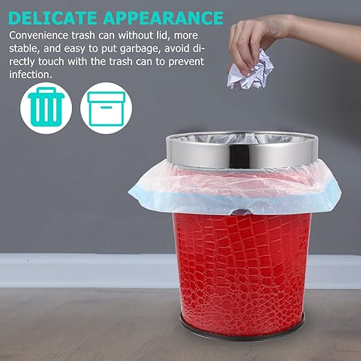 NUOBESTY Retro Trash Can 5L Small Waste Paper Basket Waste Container Bin Garbage Container for Bathroom Bedroom Office(Red)