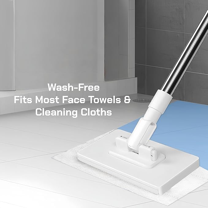 Quick-Clean Wash-Free Flat Mop &amp Duster – Easy-Release Design for Wet &amp Dry Floors an Essential Cleaning Tool for Kitchen Bathroom &amp Car(Include 4 Dry Cloths) (1)