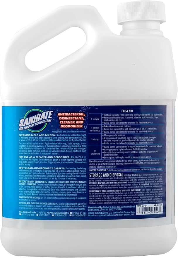 Powerbuilt SaniDate Disinfectant Solution (64Oz) kills 99.9% of viruses bacteria and germs works with Saniflow Sprayer - 647731