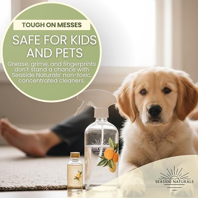 Start Up Kit – Plant-Based All-Purpose Glass &amp Bathroom Cleaners (Glass Bottles Sprayers &amp Concentrates Essential Oils: Eucalyptus Lavender Tea Tree Peppermint Citrus) Kid &amp Pet Saf