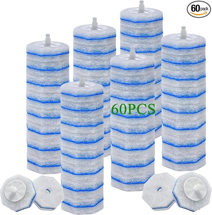 60 Count Toilet Wand Refills Fits Clorox Wand 3X Cleaning Exclusive Upgrade Formula Disposable Toilet Bowl Wand Refills No Falling Apart Fits Most Brand Toilet Brushes Cleaning Systeam