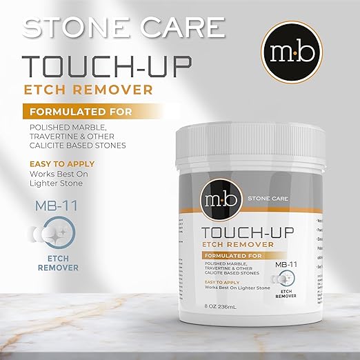 MB-11 Marble Polishing Powder with Microfiber Cloth and Gloves - Spot Polish Water Stains Rings or Etches to Restore Marble Travertine Limestone or Onyx