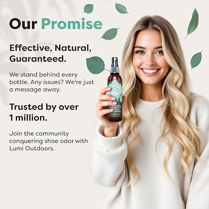 Lumi Outdoors Natural Shoe Deodorizer Spray 3 Pack Bundle - Lemon Eucalyptus Citrus Tea Tree Lavender Tea Tree
