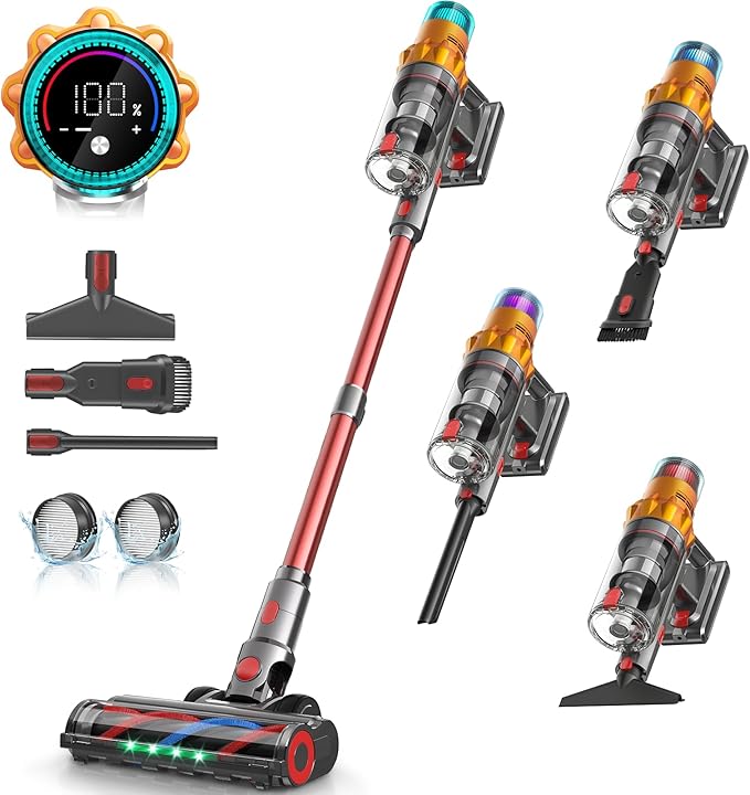Belife S8 Cordless Vacuum Cleaner 600W 48Kpa Stick Vacuum with 65Mins Runtime Self-Standing 1.6L Large Dust Cup Anti-Tangle Smart Wireless Handheld Vacuums for Carpet Hardwood Floor &amp Pet Hai