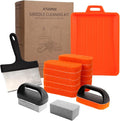 Upgraded Griddle Cleaning Kit for Blackstone 18 Pieces Flat Top Grill Accessories Cleaner Tool Set with Scraper Heat-Resistant Silicone Spatula Mat with Hanger Grill Brick Scouring Pads