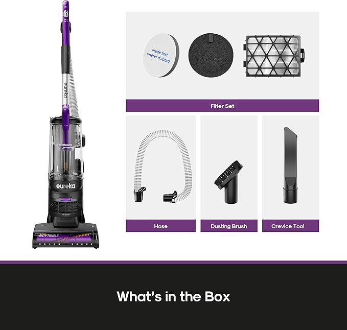 Eureka FlexReach Powerful Upright Vacuum Cleaner for Carpet and Hard Floor Lift-Up Vacuum with Large Dust Cup Anti-Tangle NEU651PL Purple