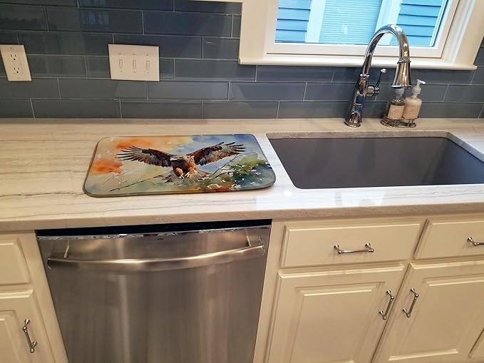 Caroline's Treasures DAC3231DDM Hawk Dish Drying Mat Absorbent Dish Drying Mat Pad for Kitchen Counter Dish Drainer Mat for Countertop 14 x 21 Multicolor