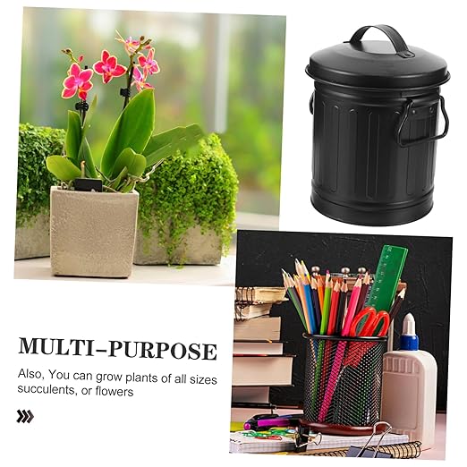 Creative Decorative Trash Bin Versatile Garbage Can for Desk Pen Holder and Flower Bucket Stylish Wastebasket for Home Office Kitchen and Bedroom