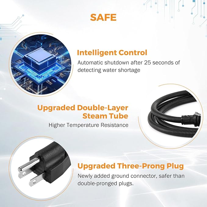 BEAMNOVA 2500W Car Steamer for Auto Detailing High Pressure Handheld Steam Cleaner with Water Container Portable Electric Steam Cleaning Machine