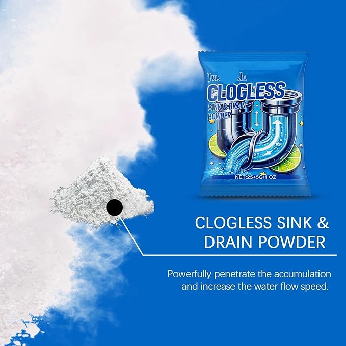 Drain Cleaner Powder - Unclog Kitchen &amp Toilet Drains Remove Grease Eliminate Odors Safe for All Pipe Types(1PCS)