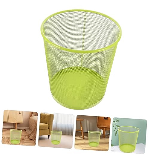 PRETYZOOM Metal Wire Mesh Trash Can Large Decorative Metal Garbage Storage Container for Kitchen and Office Round Open Top Wastebasket for Bathroom and Home Practical Rubbish Bin