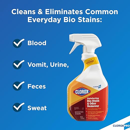 CloroxPro Clorox Disinfecting Bio Stain and Odor Remover Refill 128 Fluid Ounces Pack of 4 (Packaging May Vary)
